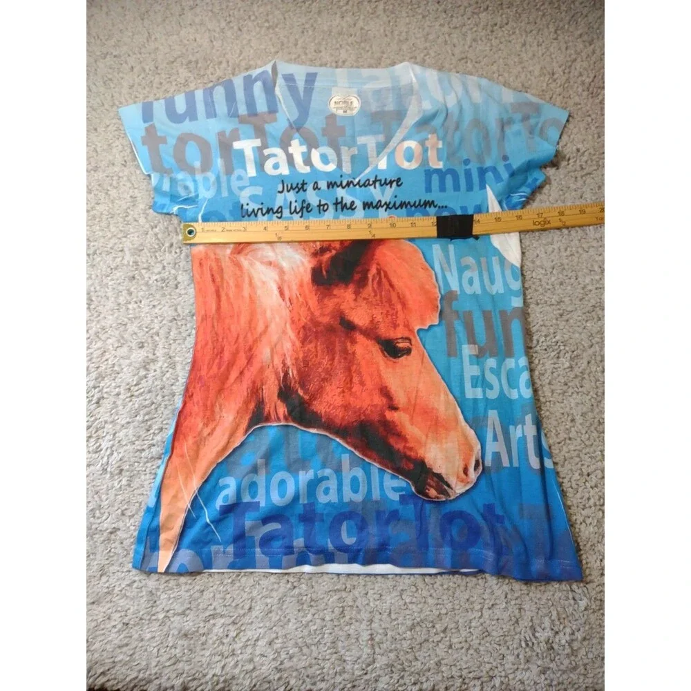 Noble Equestrian Shirt M Tatortot Miniature Horse Graphic Tshirt Vneck Short Slv - Picture 7 of 14
